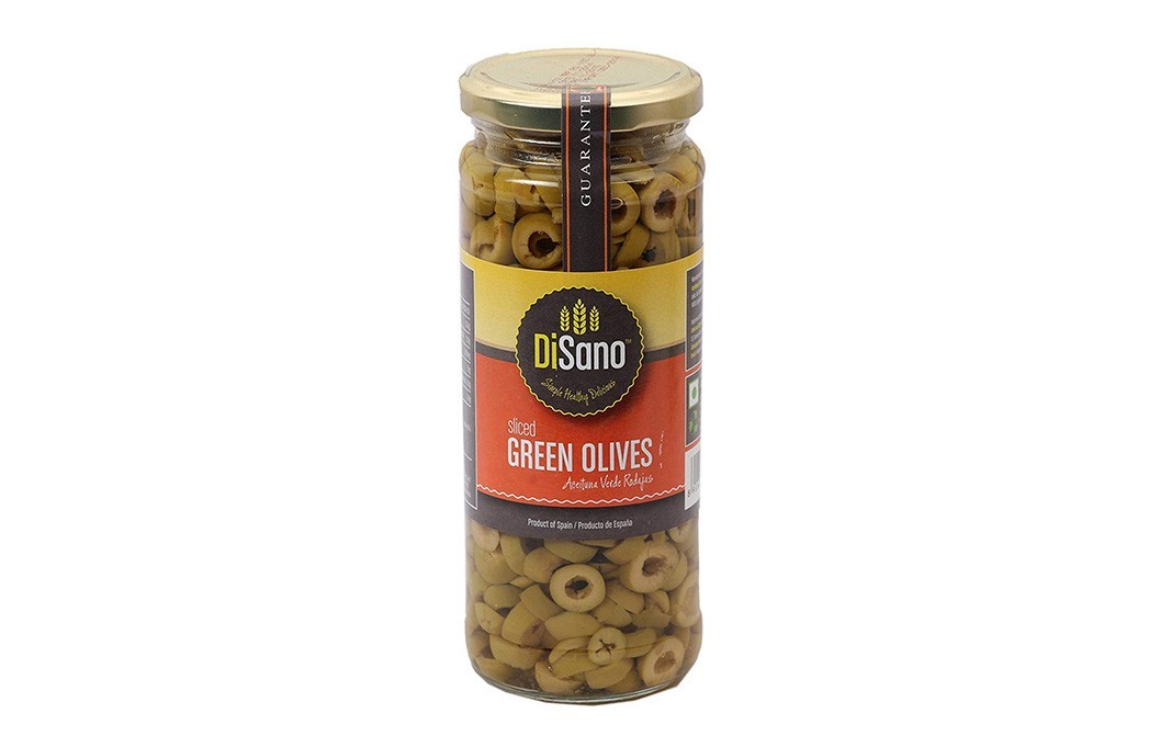 Disano Sliced Green Olives    Glass Jar  470 grams
